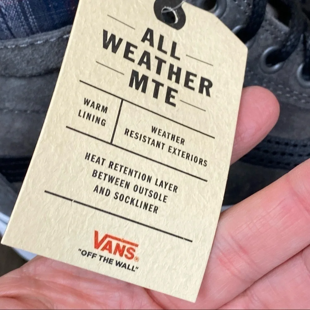 Vans Sk8-Hi MTE Pewter Plaid High Top Hiking Boot Sneaker‎ Size 9.5 Women